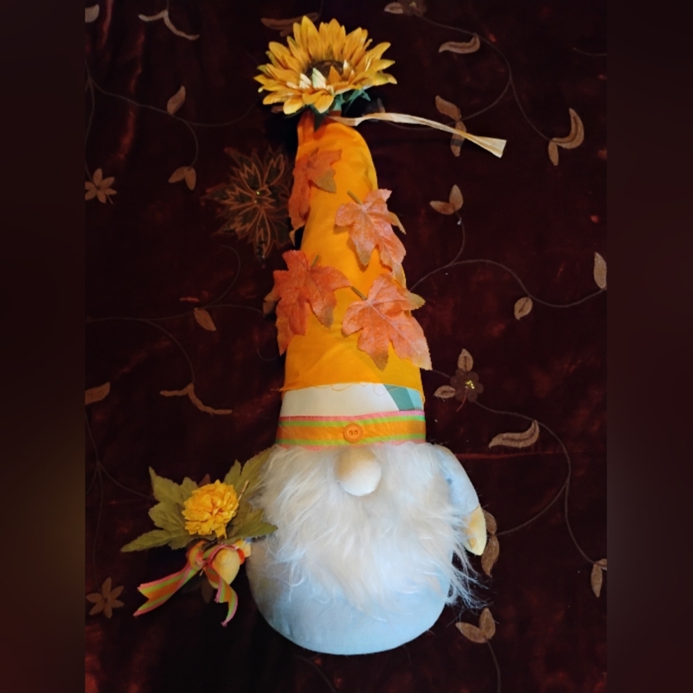 Autumn Gnome Decor with Orange Hat